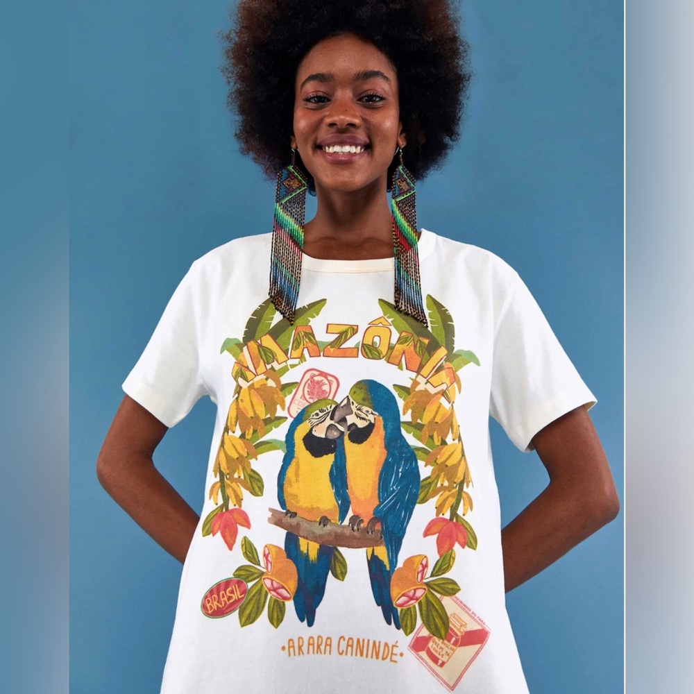 FARM Rio Amazonia tropical 100% cotton women t shirt - Picture 1 of 15